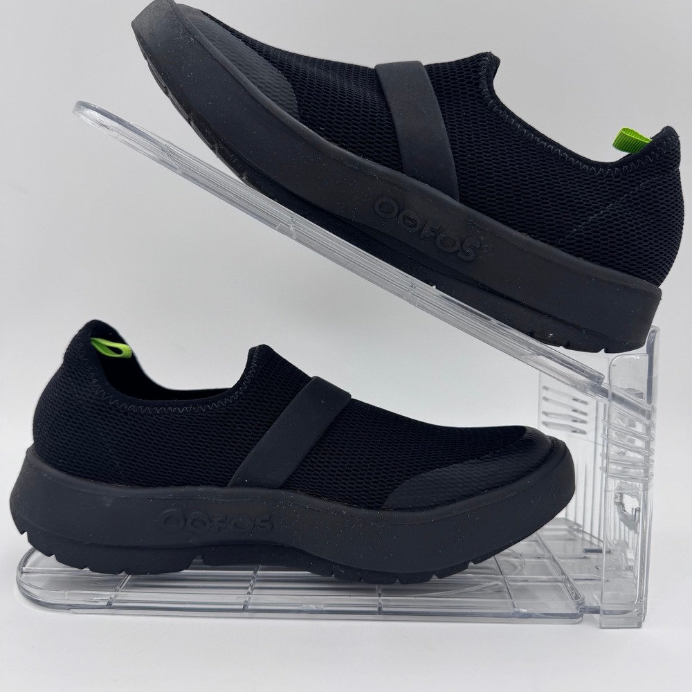 Oofos OOmg Mesh Low Black Recovery Walking Shoes Womens 6 Slip On Travel Comfort - Picture 7 of 9